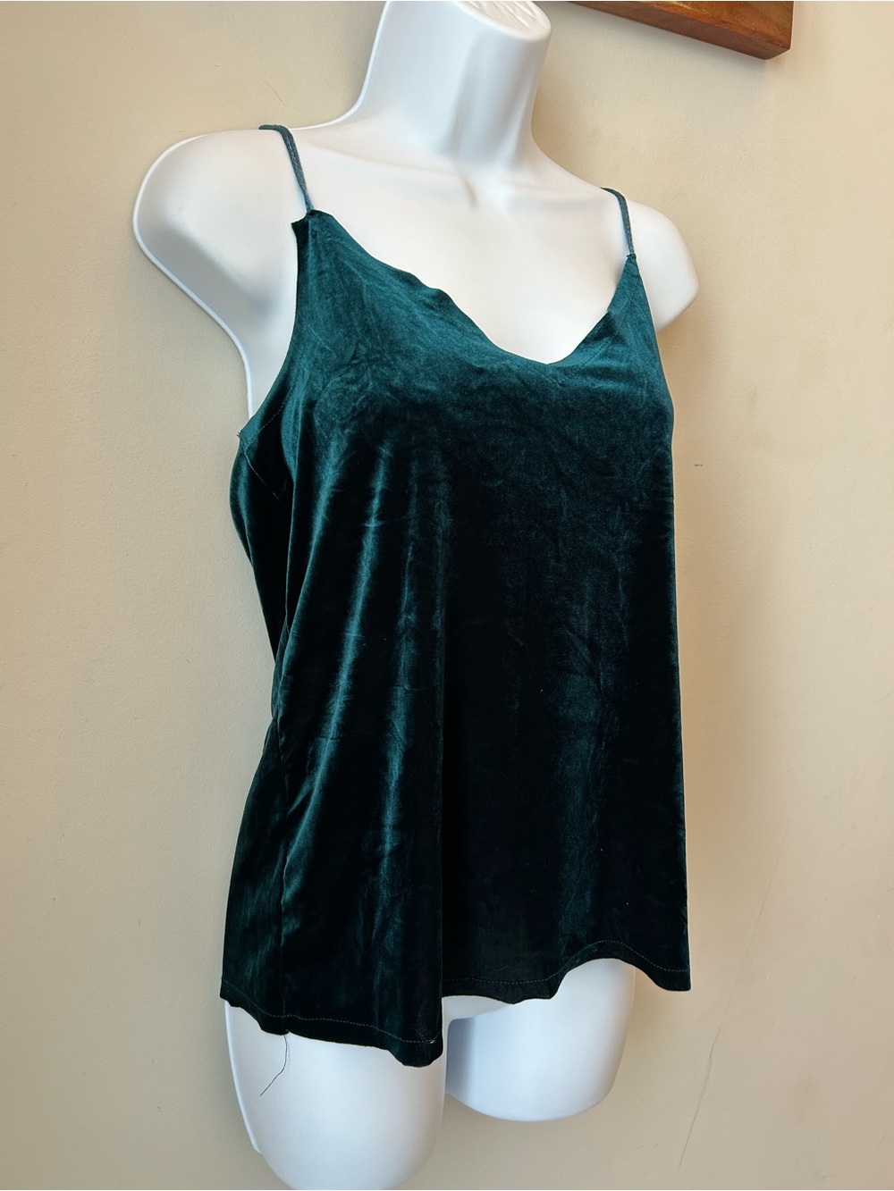 Dark Academia Velvet Cami Teal Green Minimalist 90s Luxe Tank Size Large